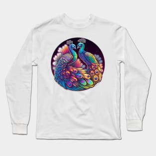 Majestic Colourful Peacocks Neon Long Sleeve T-Shirt